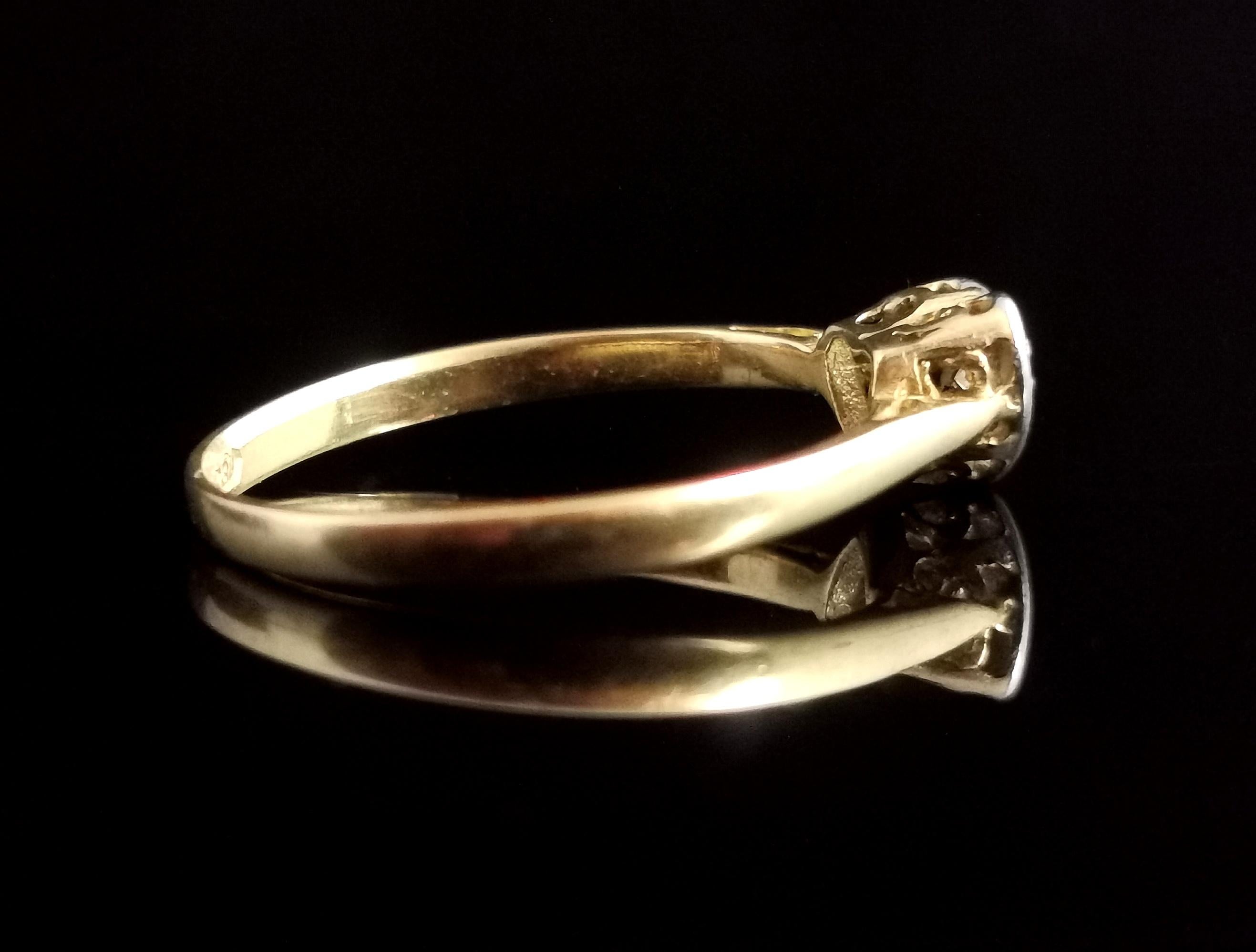 Vintage Diamond Heart Ring, 18 Karat Yellow Gold and Platinum For Sale 5