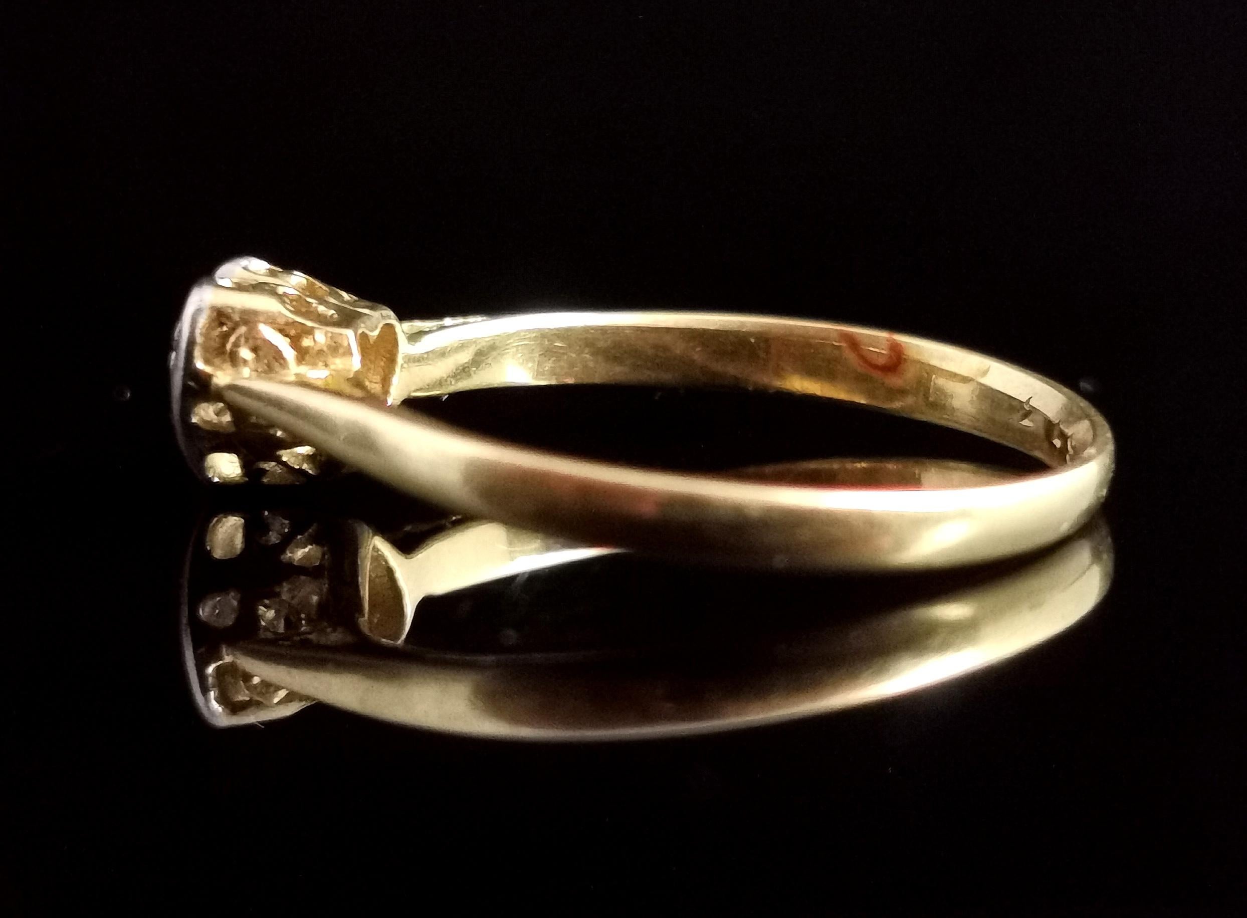 Diamant-Herz-Ring, 18 Karat Gelbgold und Platin im Zustand „Gut“ im Angebot in NEWARK, GB