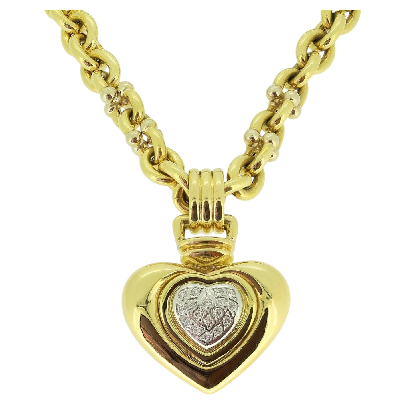Collana con ciondolo a forma di cuore con diamante vintage