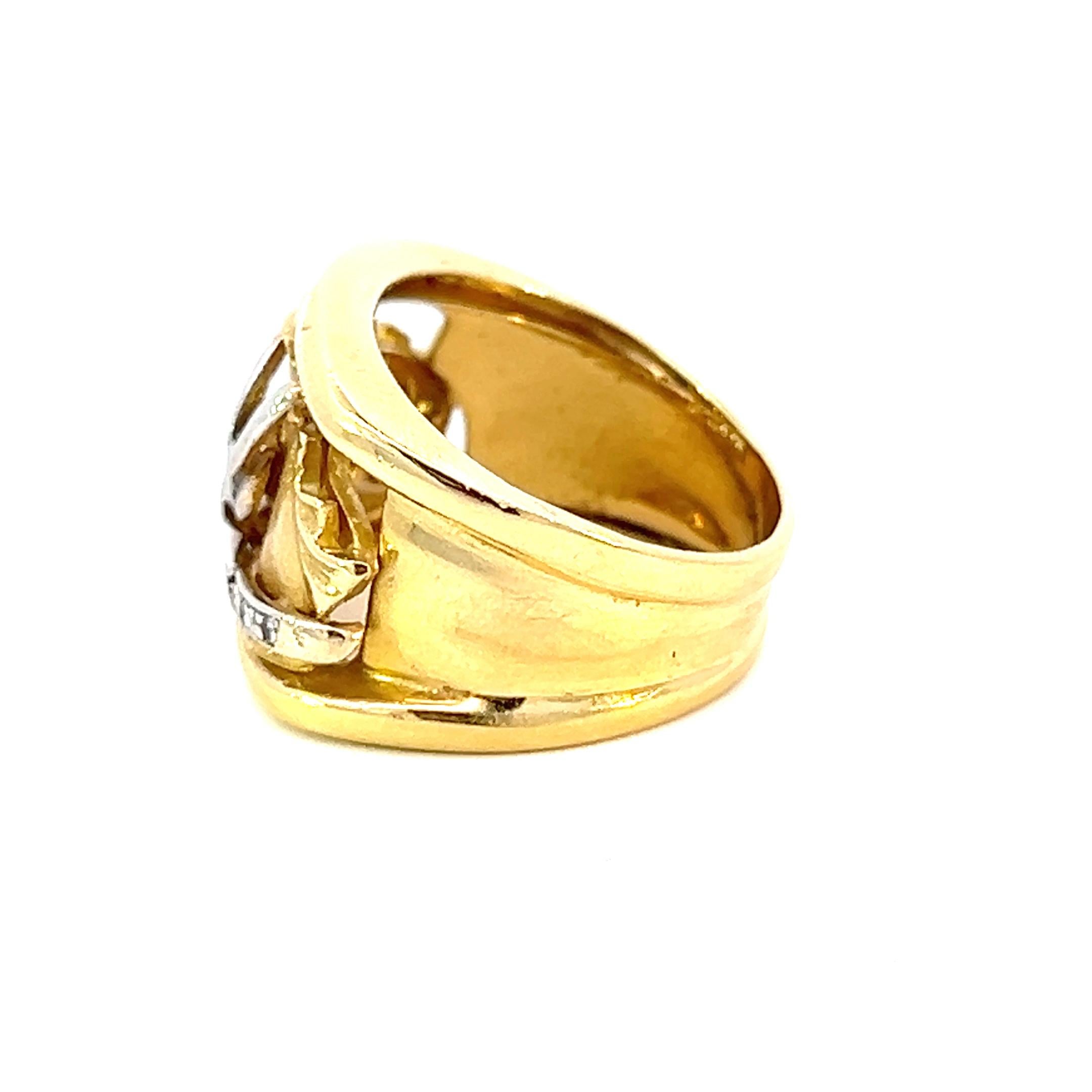 Vintage Diamant Pferd 18k Gold Ring im Zustand „Hervorragend“ im Angebot in New York, NY