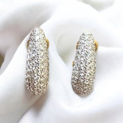 Vintage Diamond Huggie Earrings 18K Gold