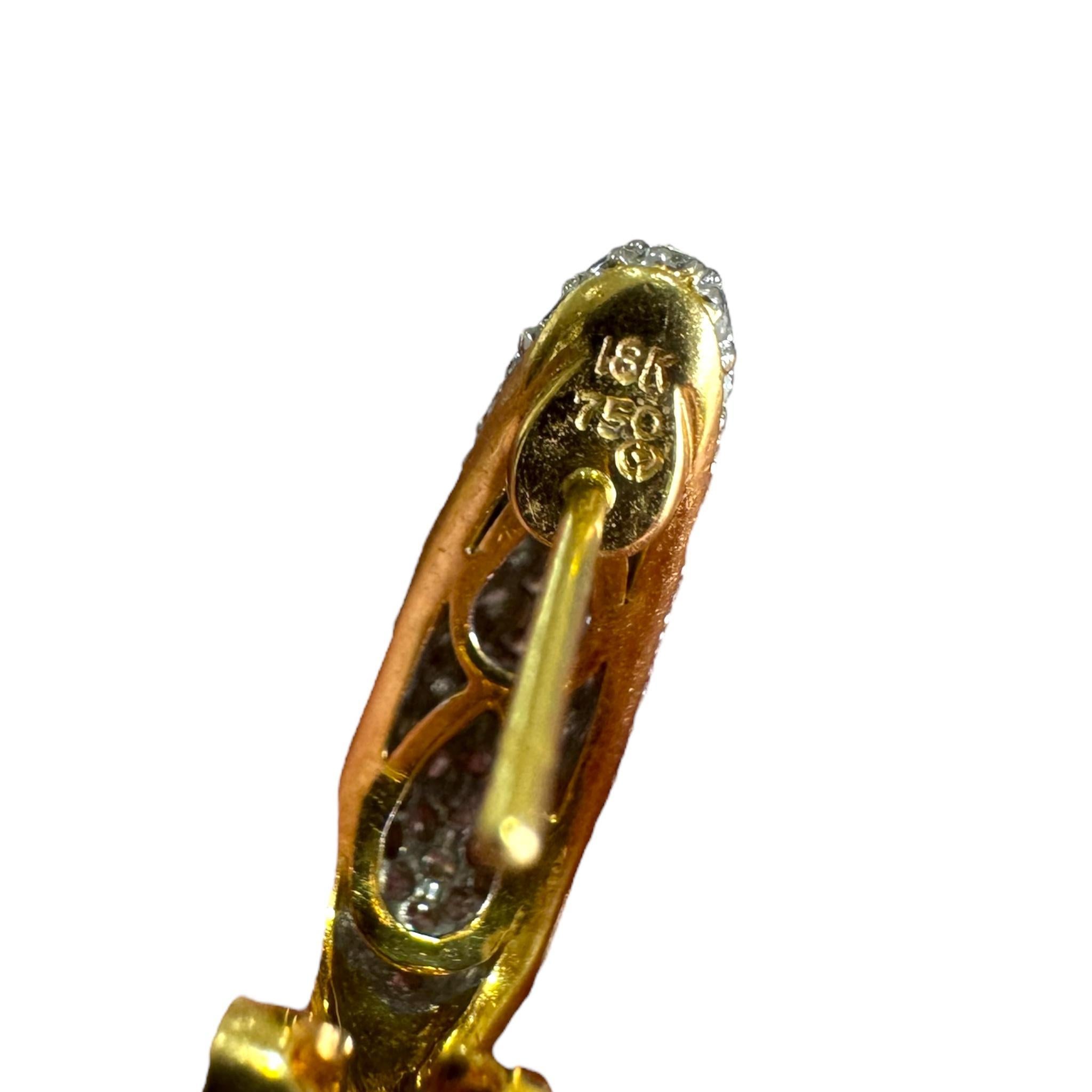 Vintage Diamant Huggie-Ohrringe 18K Gold mit Diamanten im Angebot 3