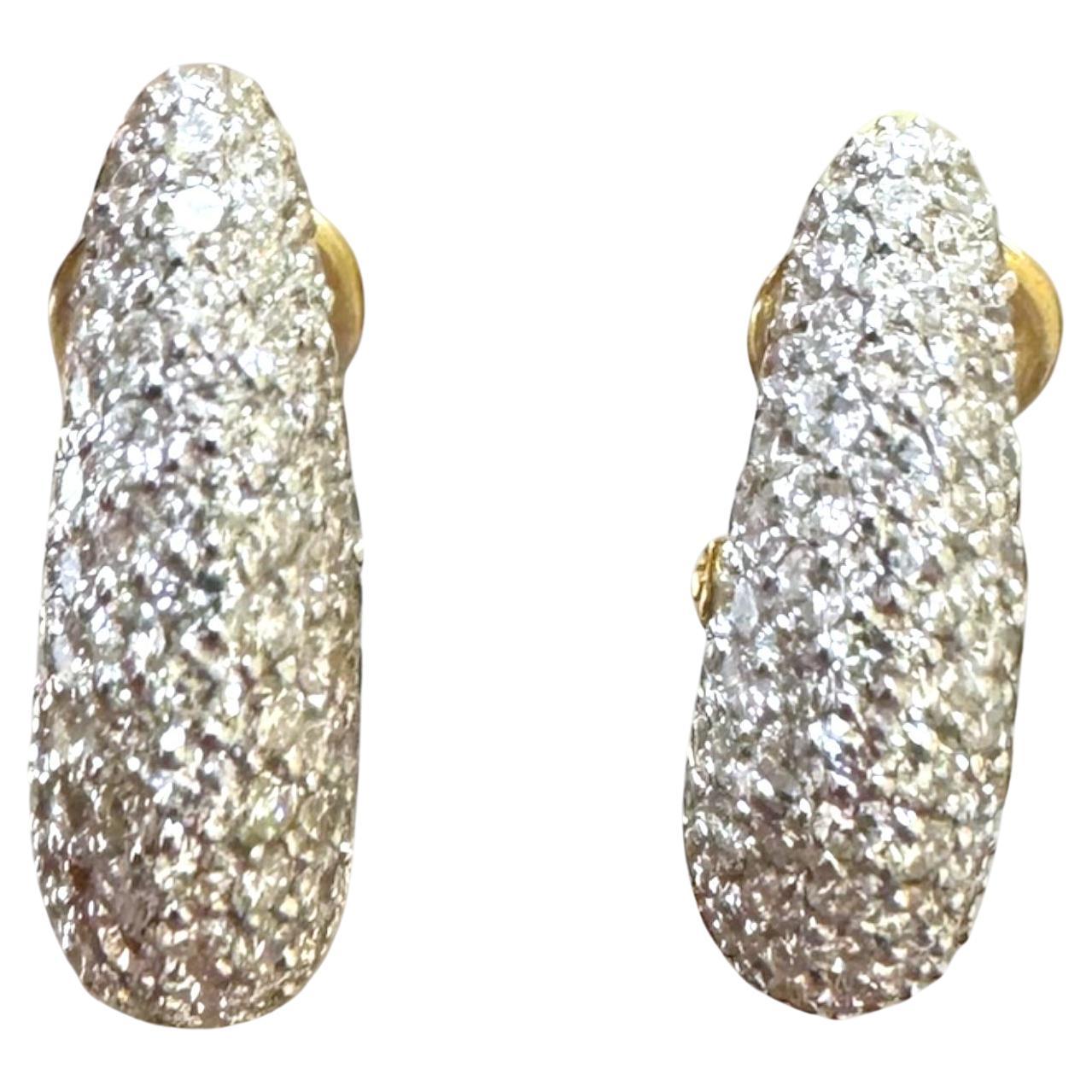 Vintage Diamant Huggie-Ohrringe 18K Gold mit Diamanten
