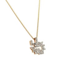 Vintage Diamond I LOVE YOU Gold Pendant Necklace