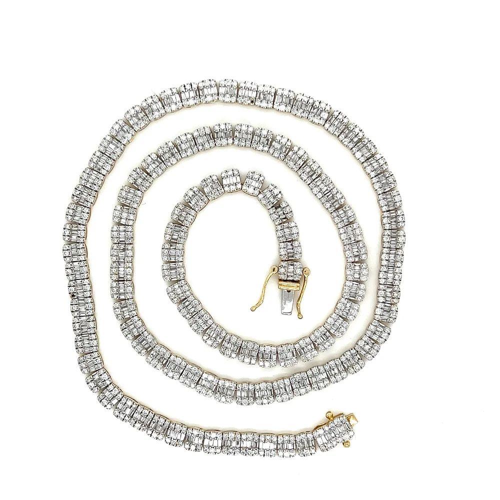 Modern Vintage Diamond Illusion Set Johnny Dang Designer Gold Statement Necklace For Sale