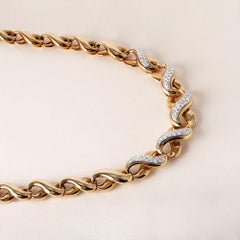 Vintage Diamond Infinity Chain Necklace in 18K Two-Tone Gold, Circa 1980
