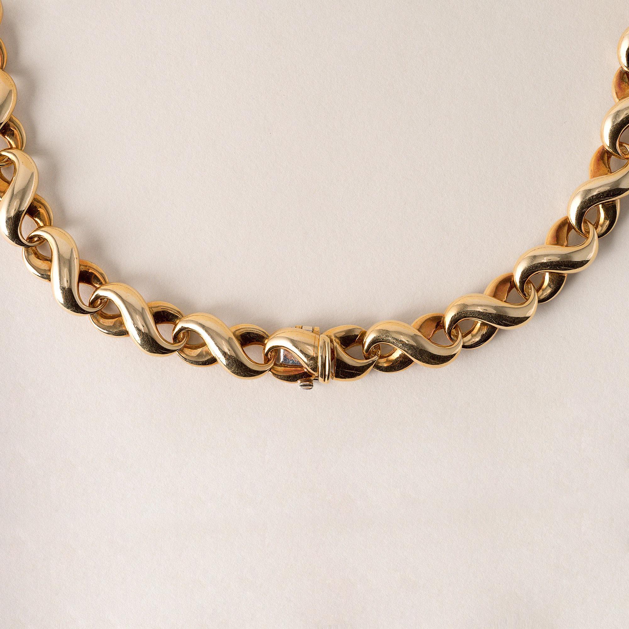 Vintage Diamond Infinity Chain Two Tone 18K Collier en or bicolore Pour femmes en vente