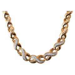 Vintage Diamond Infinity Chain Two Tone 18K Collier en or bicolore