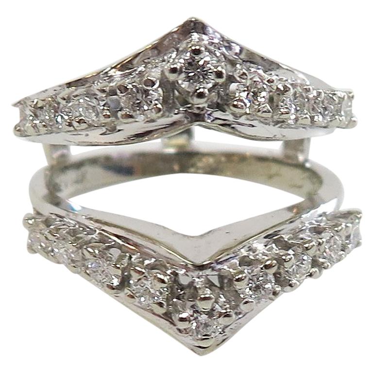 Vintage Diamond Insert Ring or Ring Guard Wrap or 14 Karat White Gold For Sale