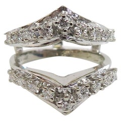 Vintage Diamond Insert Ring or Ring Guard Wrap or 14 Karat White Gold