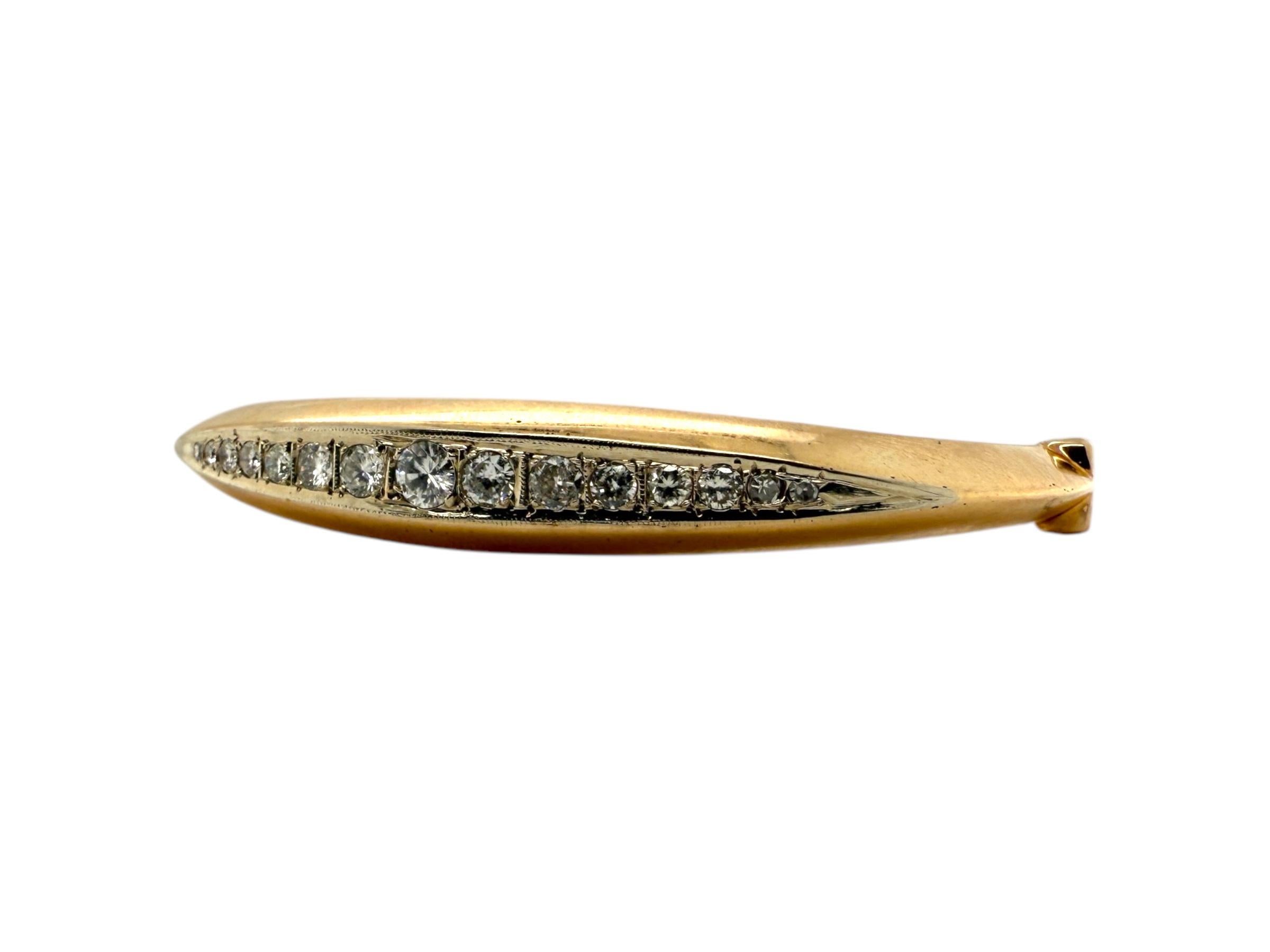 Vintage Diamant-Armreif aus 14 Karat Gelbgold mit Messerkante im Zustand „Hervorragend“ im Angebot in Montgomery, AL