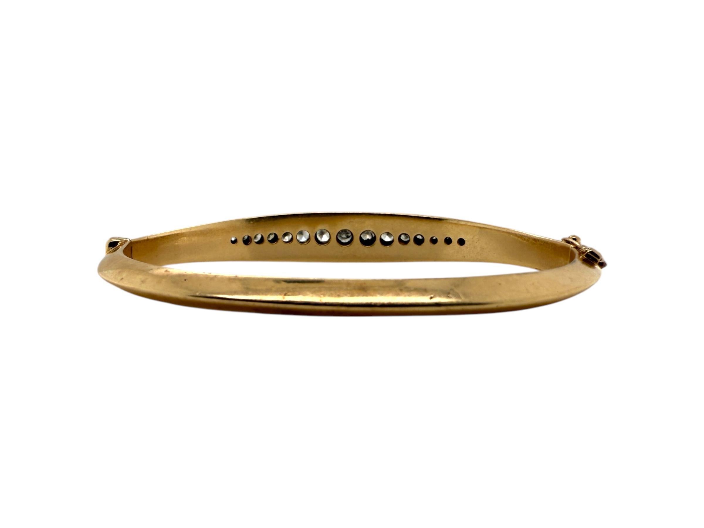 Vintage Diamant-Armreif aus 14 Karat Gelbgold mit Messerkante Damen im Angebot
