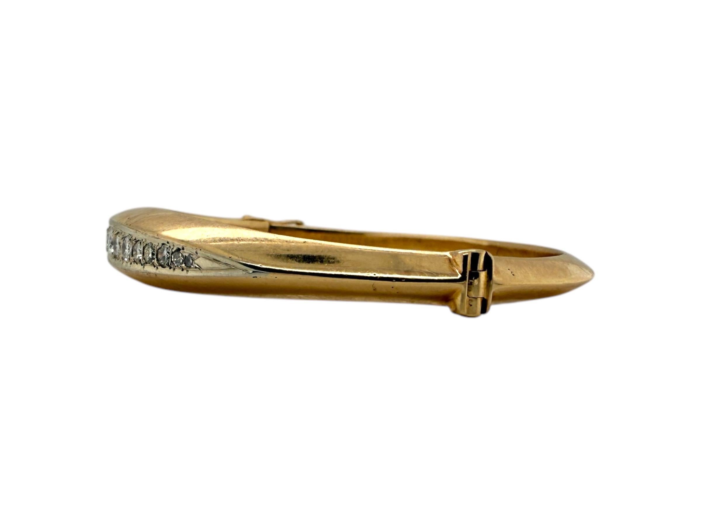 Vintage Diamant-Armreif aus 14 Karat Gelbgold mit Messerkante im Angebot 1