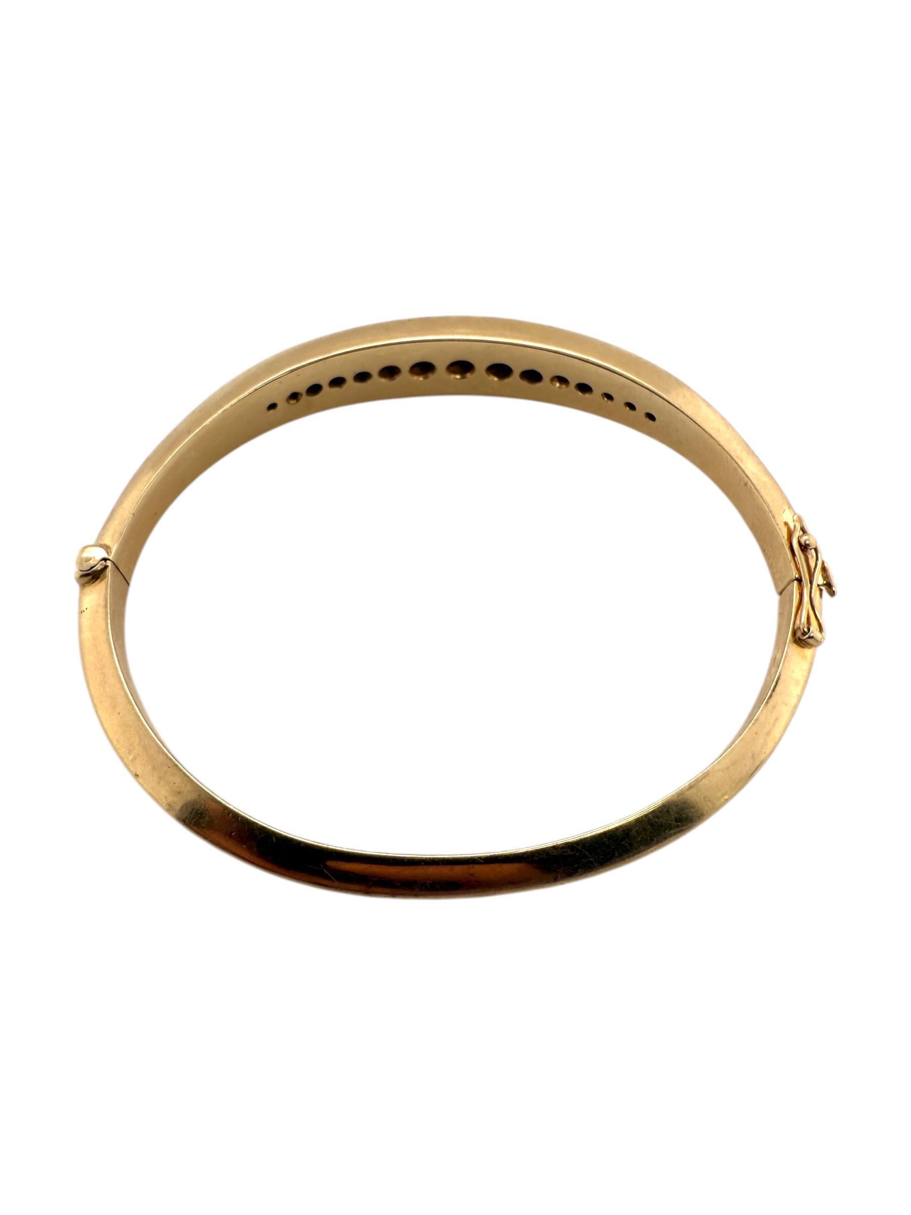 Vintage Diamant-Armreif aus 14 Karat Gelbgold mit Messerkante im Angebot 2