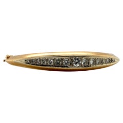 Pulsera brazalete vintage de diamantes con filo de cuchillo Oro amarillo de 14 quilates