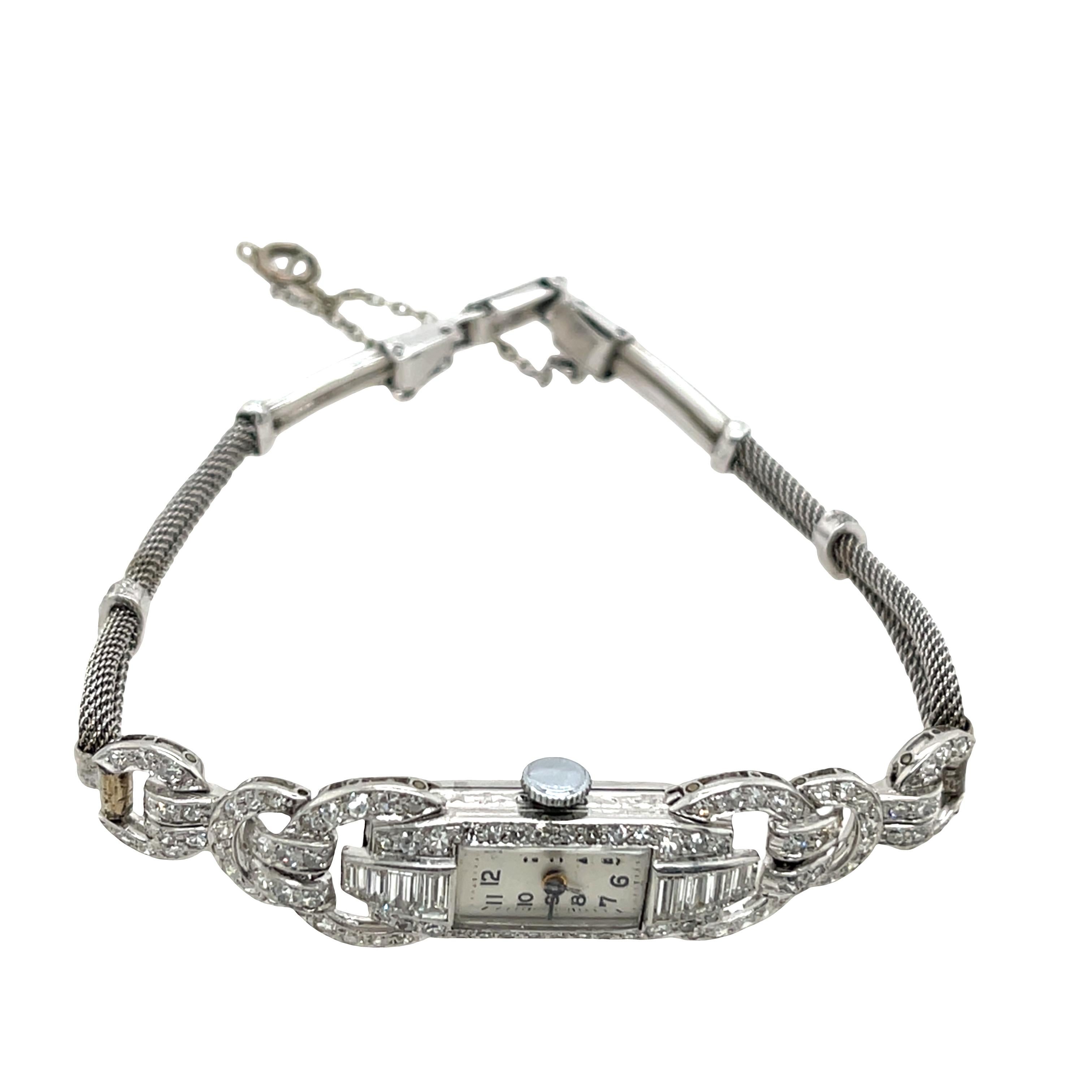 Vintage Diamond Ladies' Watch - Platingehäuse & 9ct Weißgoldarmband (Alteuropäischer Schliff) im Angebot