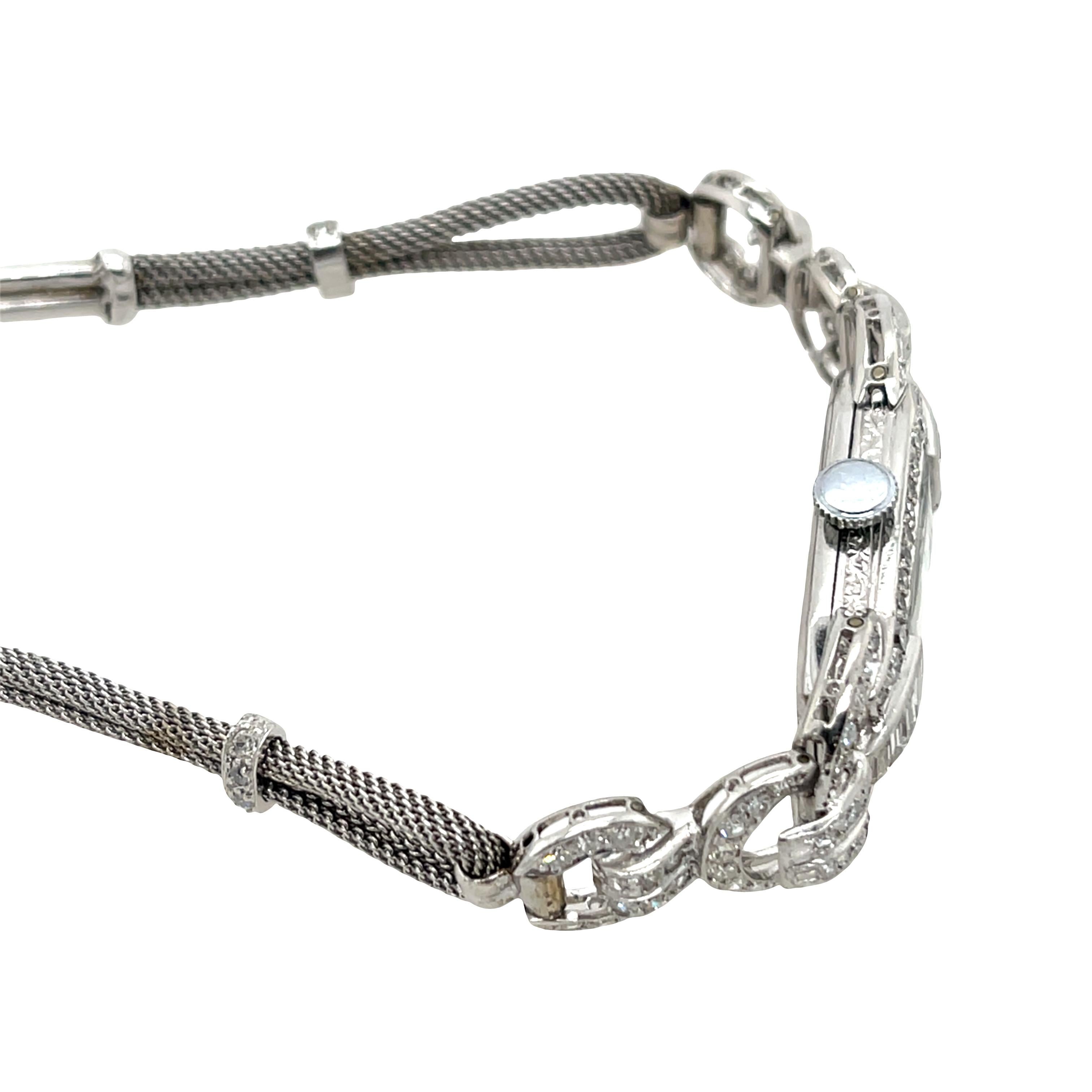 Vintage Diamond Ladies' Watch - Platingehäuse & 9ct Weißgoldarmband im Zustand „Hervorragend“ im Angebot in London, GB