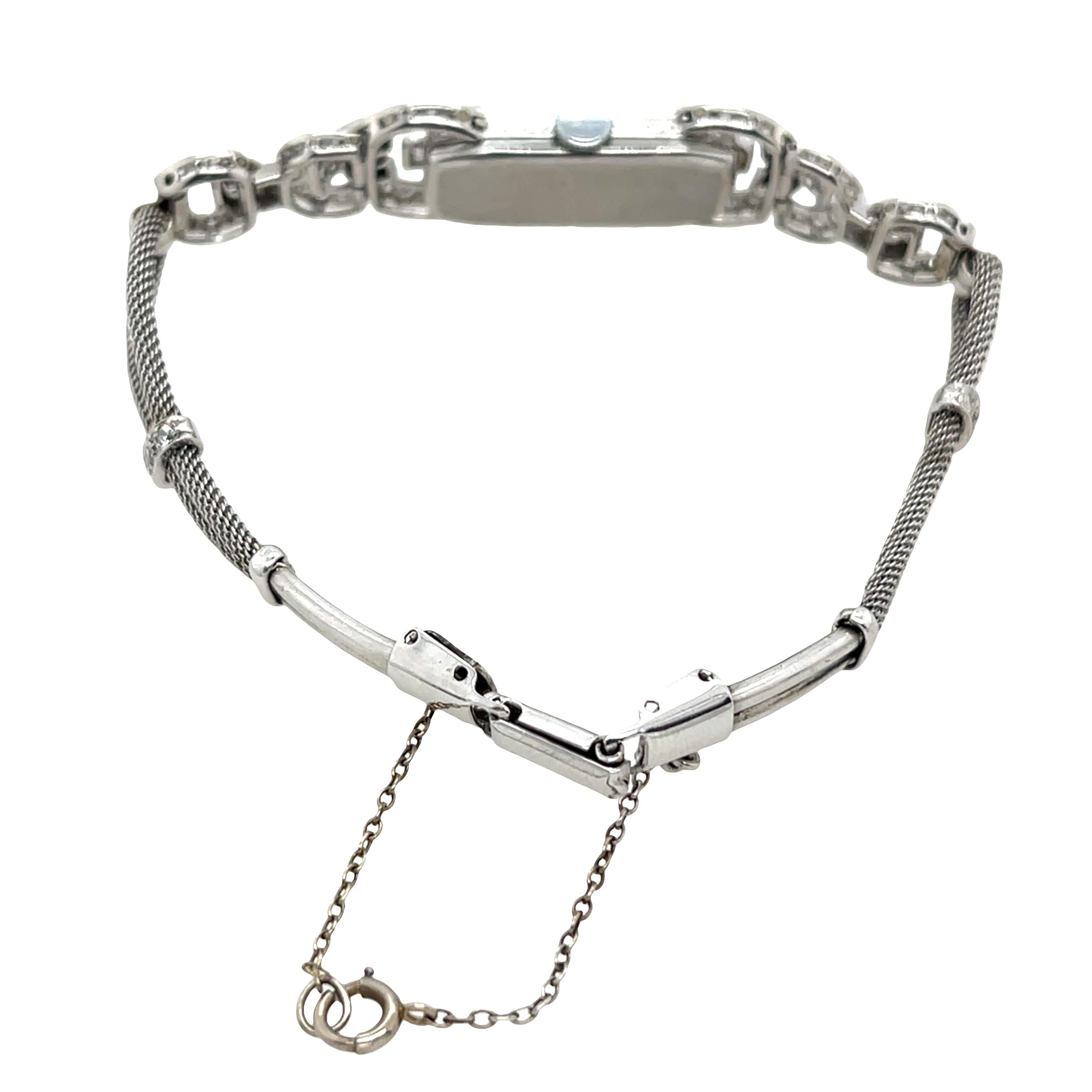 Vintage Diamond Ladies' Watch - Platingehäuse & 9ct Weißgoldarmband Damen im Angebot