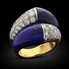 Vintage Diamond & Lapis Dress Ring Circa 1970s