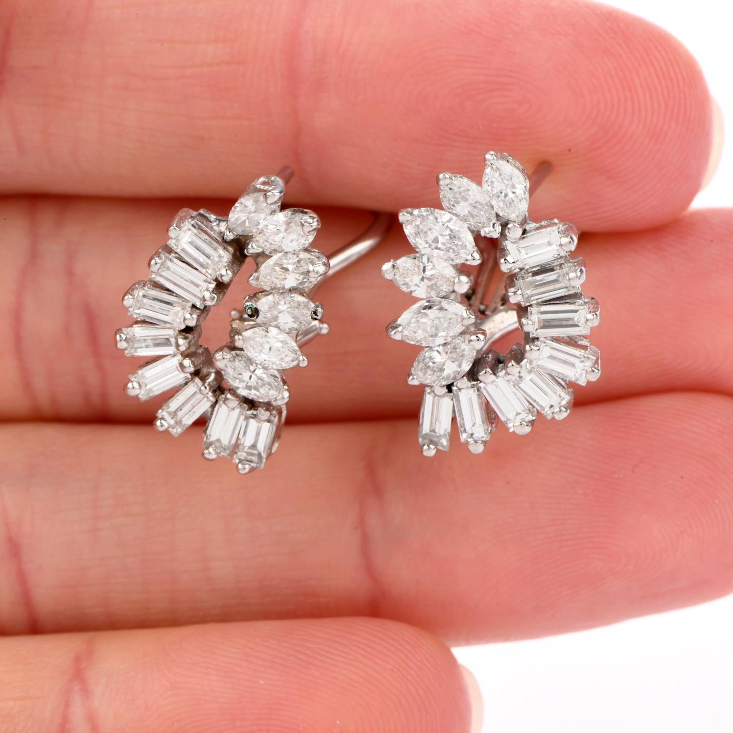 Women's Vintage Diamond Leaf Inspired 18 Karat Earrings