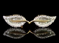 Vintage Diamond leaf stud earrings, 9k gold