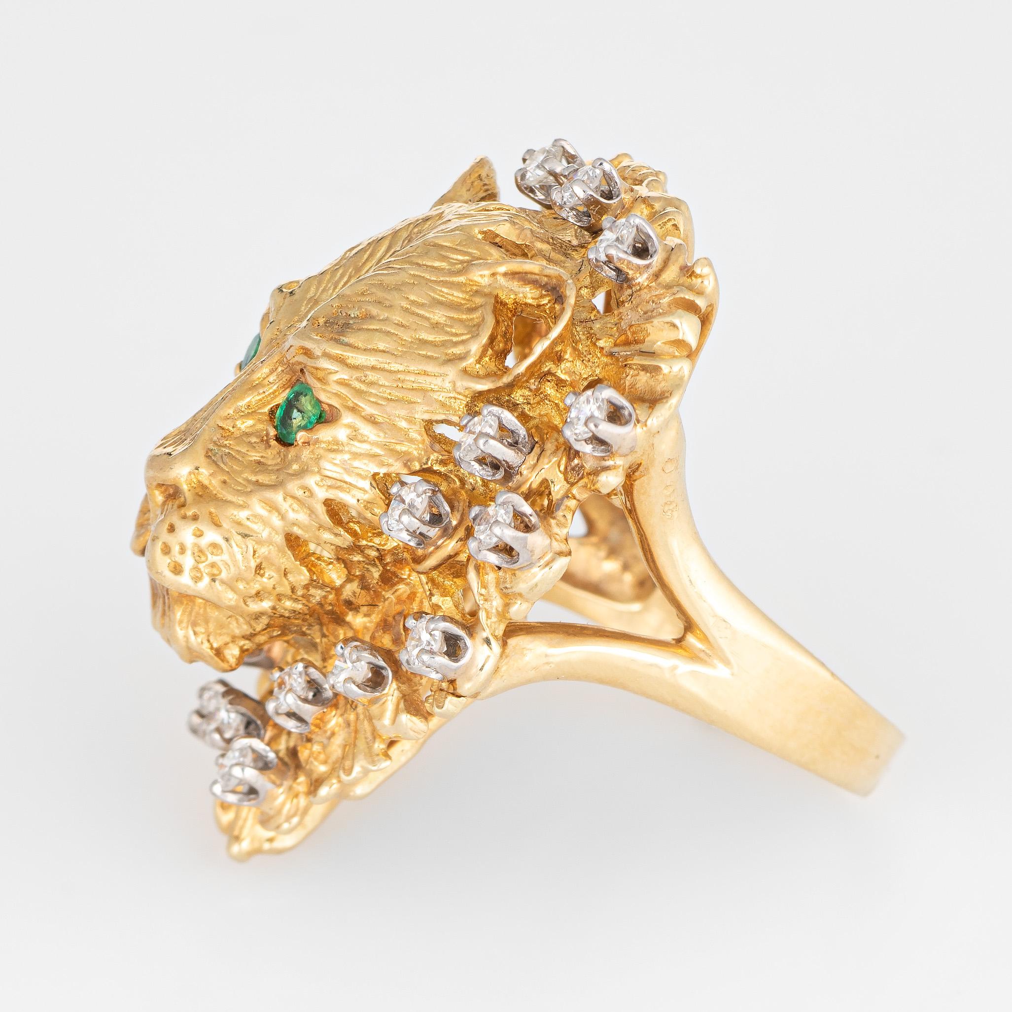 gold lion ring with diamond eyes