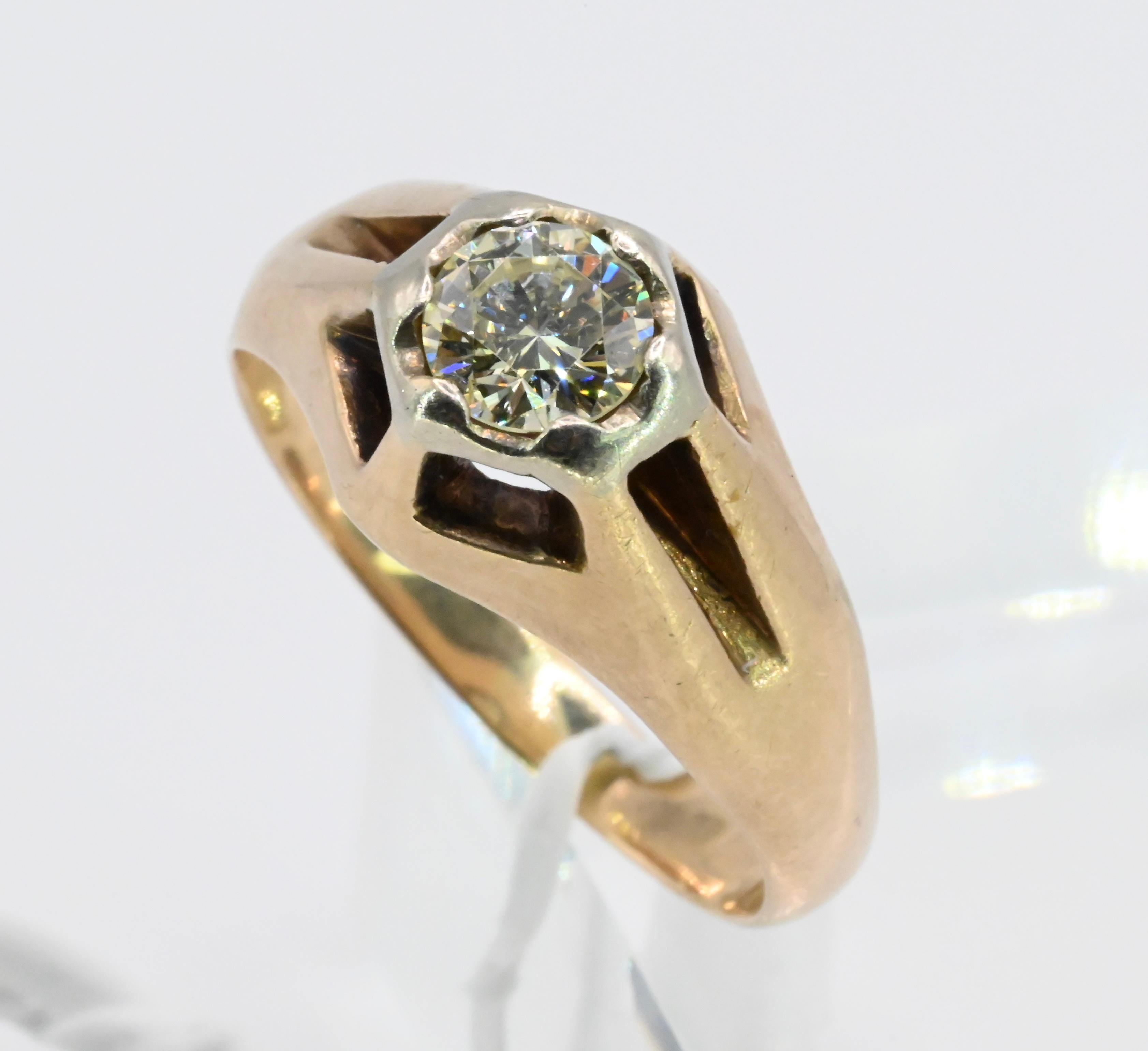 Vintage Diamond Men’s Ring 14K Yellow Gold For Sale at 1stDibs