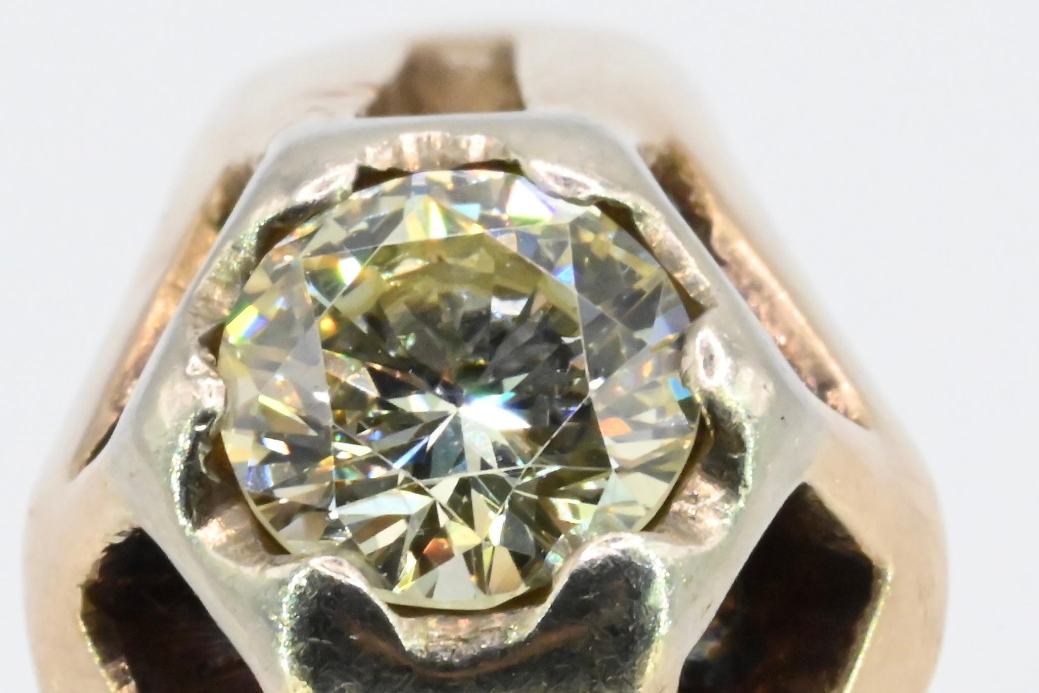 Vintage Diamond Men’s Ring 14K Yellow Gold For Sale at 1stDibs