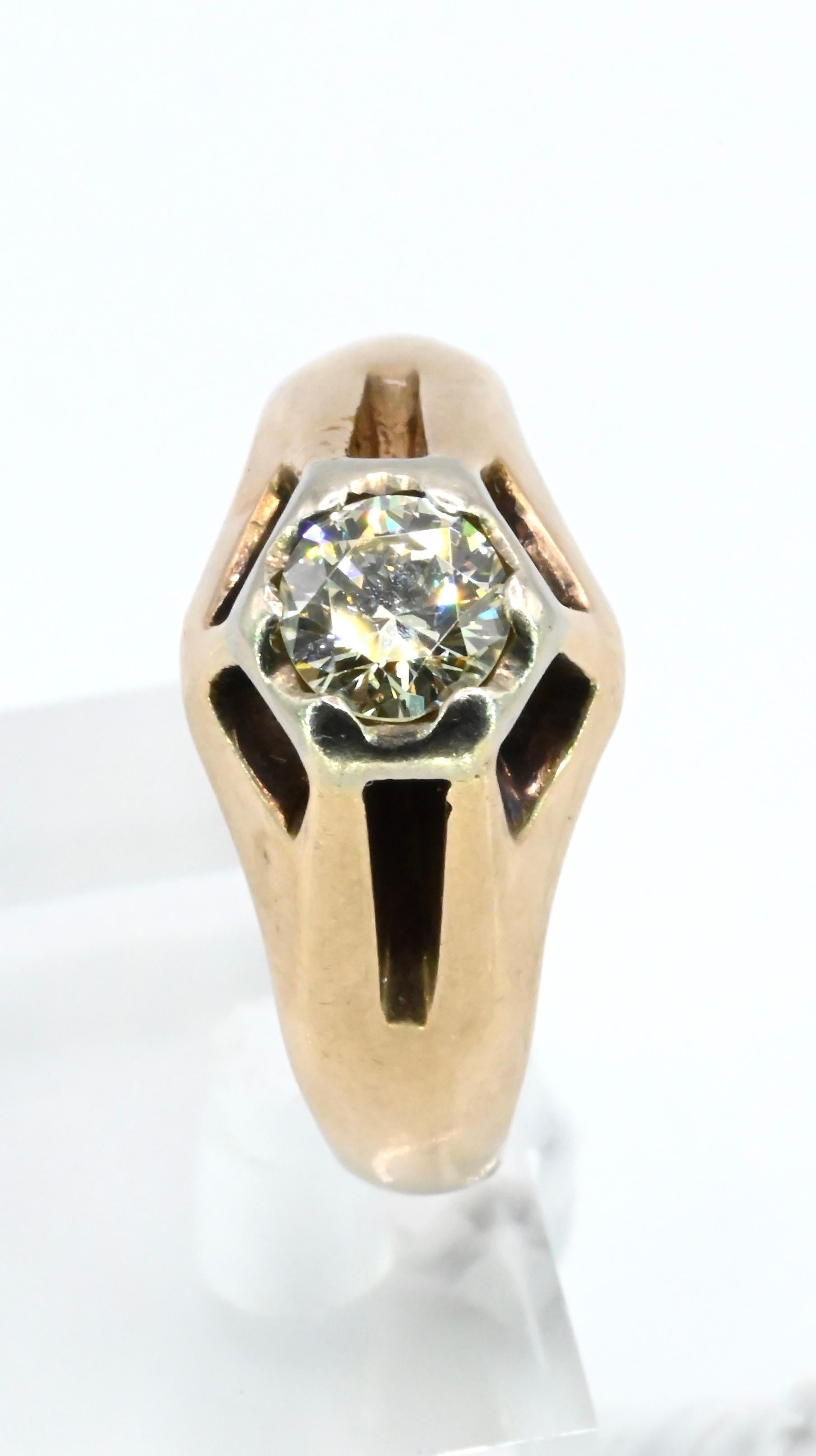 Vintage Diamond Men’s Ring 14K Yellow Gold For Sale at 1stDibs