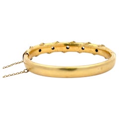 Vintage Diamond Miligrain Bangle Bracelet 1 Carat 18 Karat Yellow Gold 14 Grams