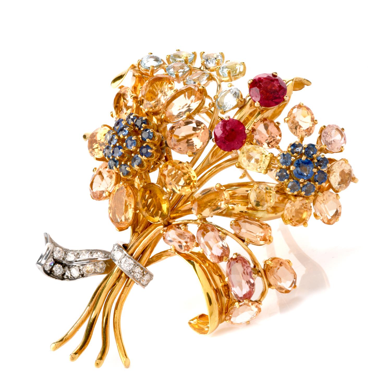 Summon spring into your life each day with this delightful Vintage Diamond & Multi Stone 18K Gold Flower Bouquet Clip

Summon Fall into your daily life with this delightful Vintage retro Diamond & Multi-color sapphire 18K Gold Flower Bouquet