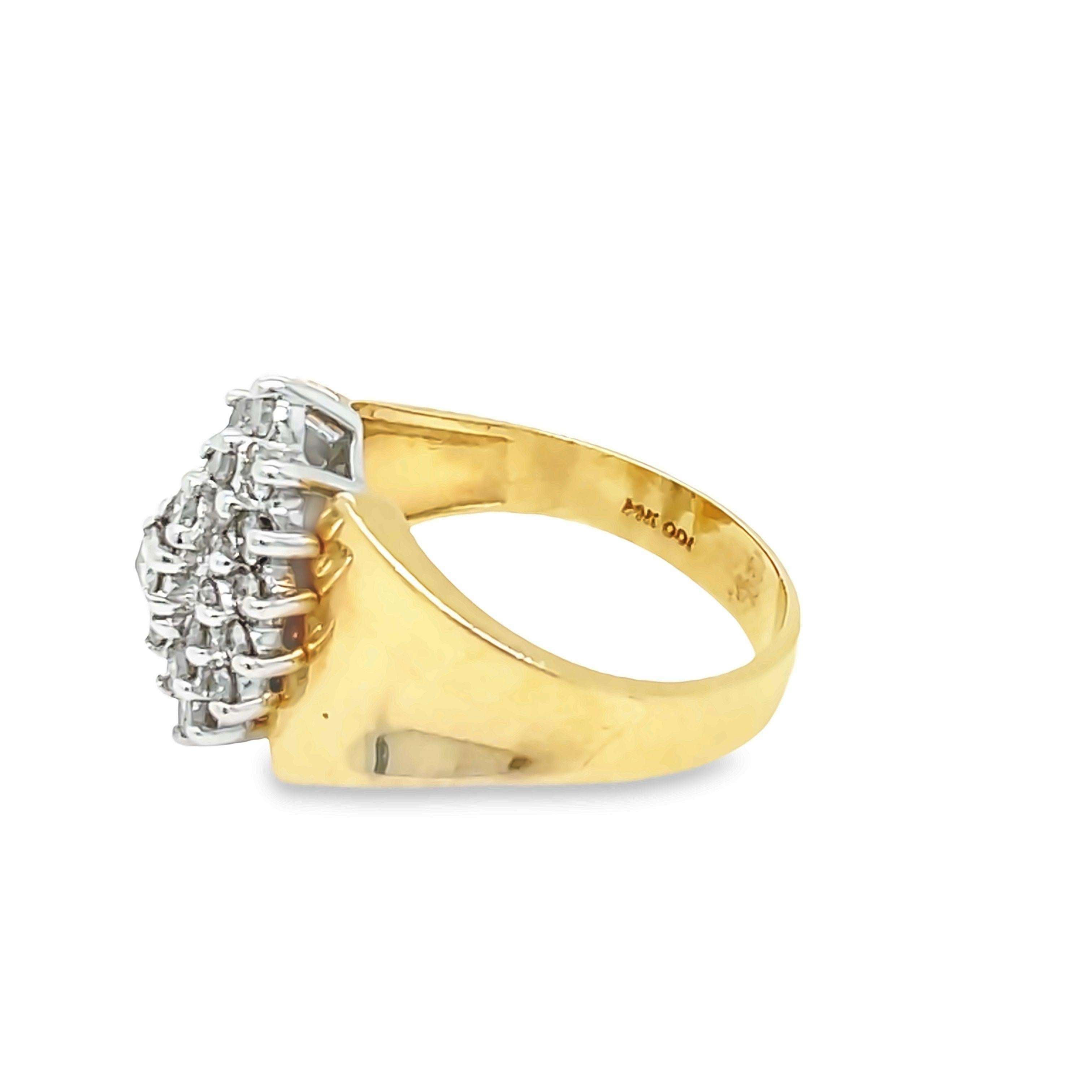 Vintage Diamond Navette Ring in 14k White / Yellow Gold In Good Condition For Sale In beverly hills, CA