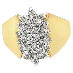 Vintage Diamant-Navette-Ring aus 14 Karat Weiß-/Gelbgold