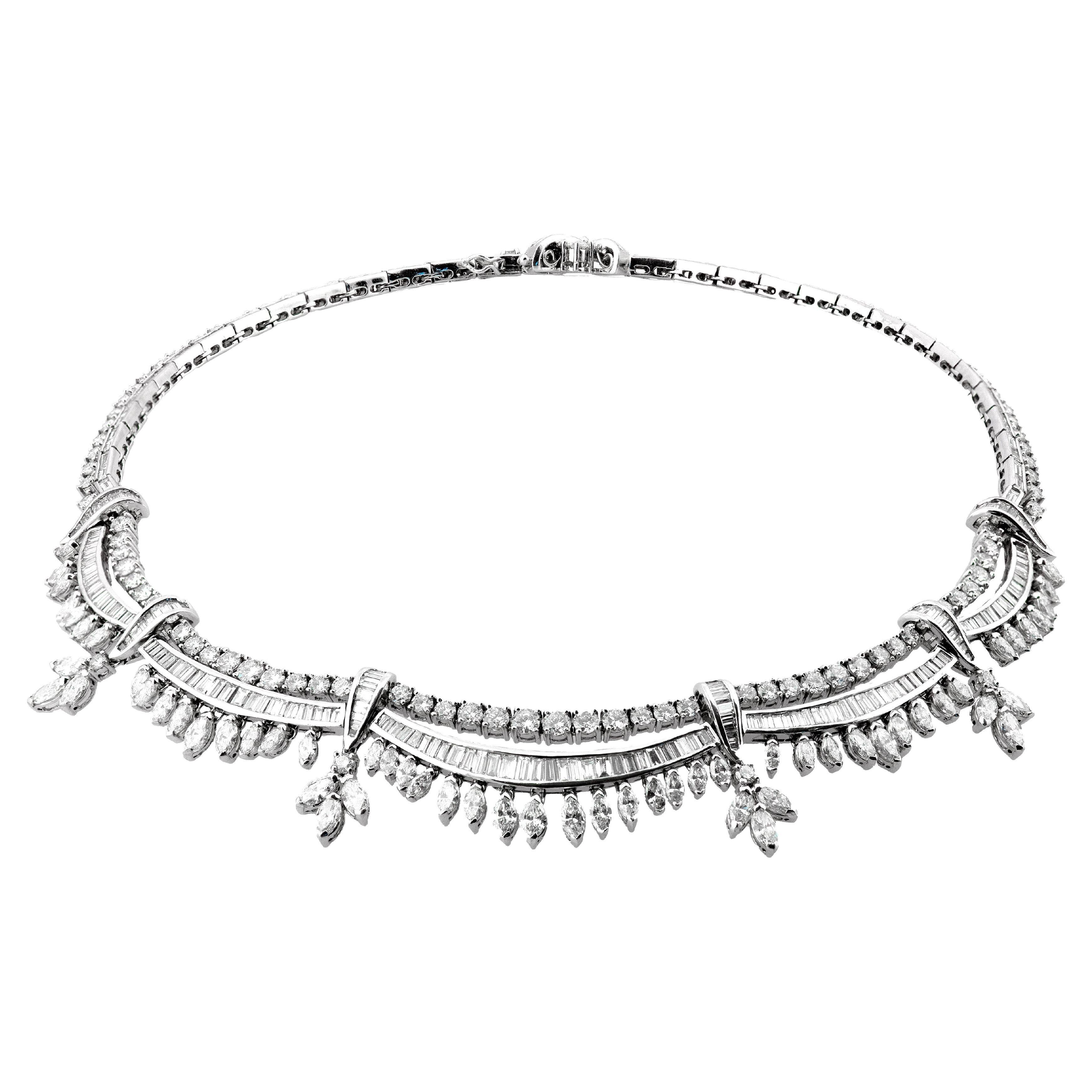 Collana di diamanti vintage in platino 1950