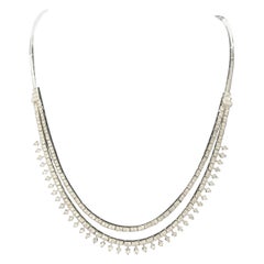 Retro Diamond Necklace the Original "Tennis" Link with 2 Rows of Diamonds