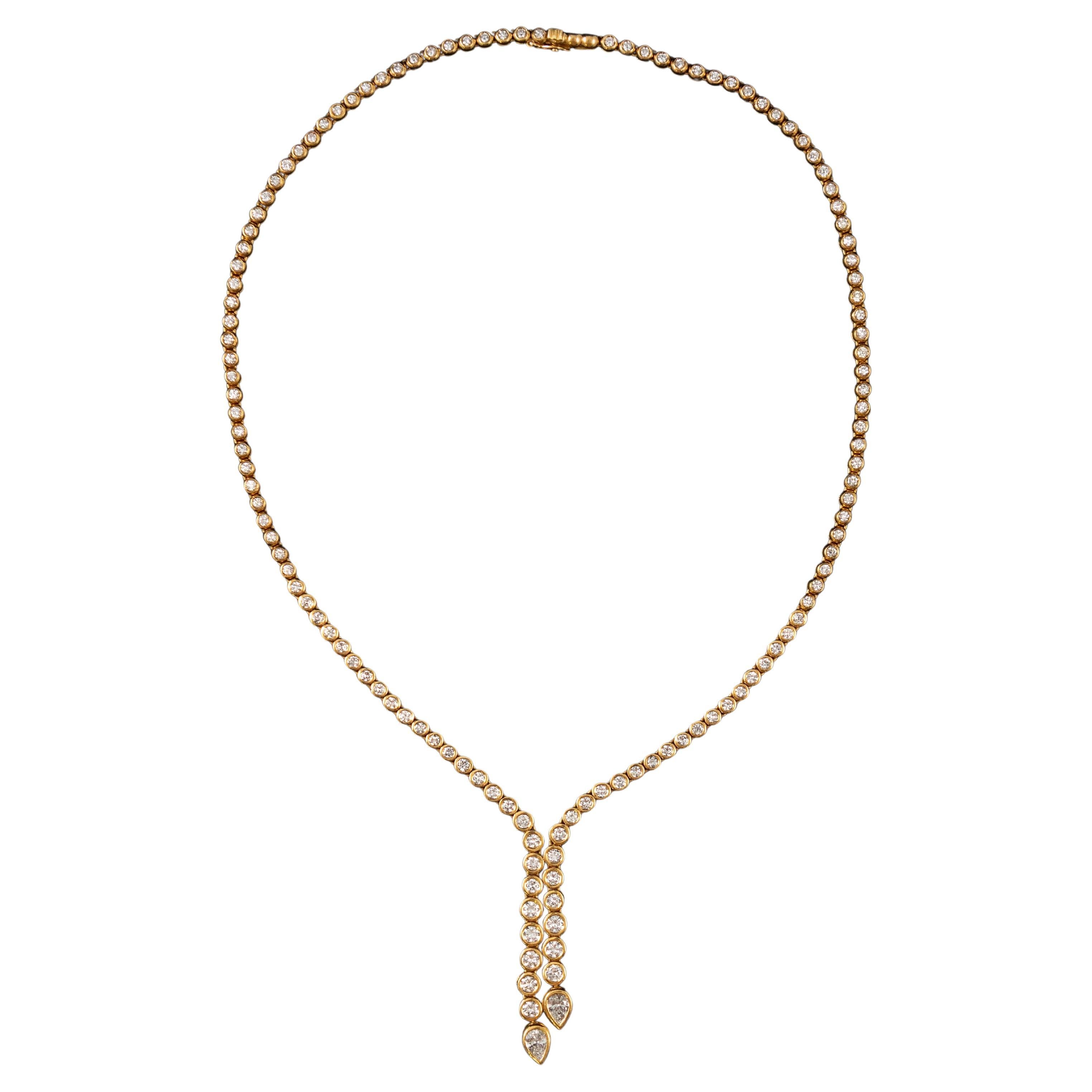 Vintage Diamond Neckligée Necklace 19.2K Yellow Gold Portuguese 20th Century