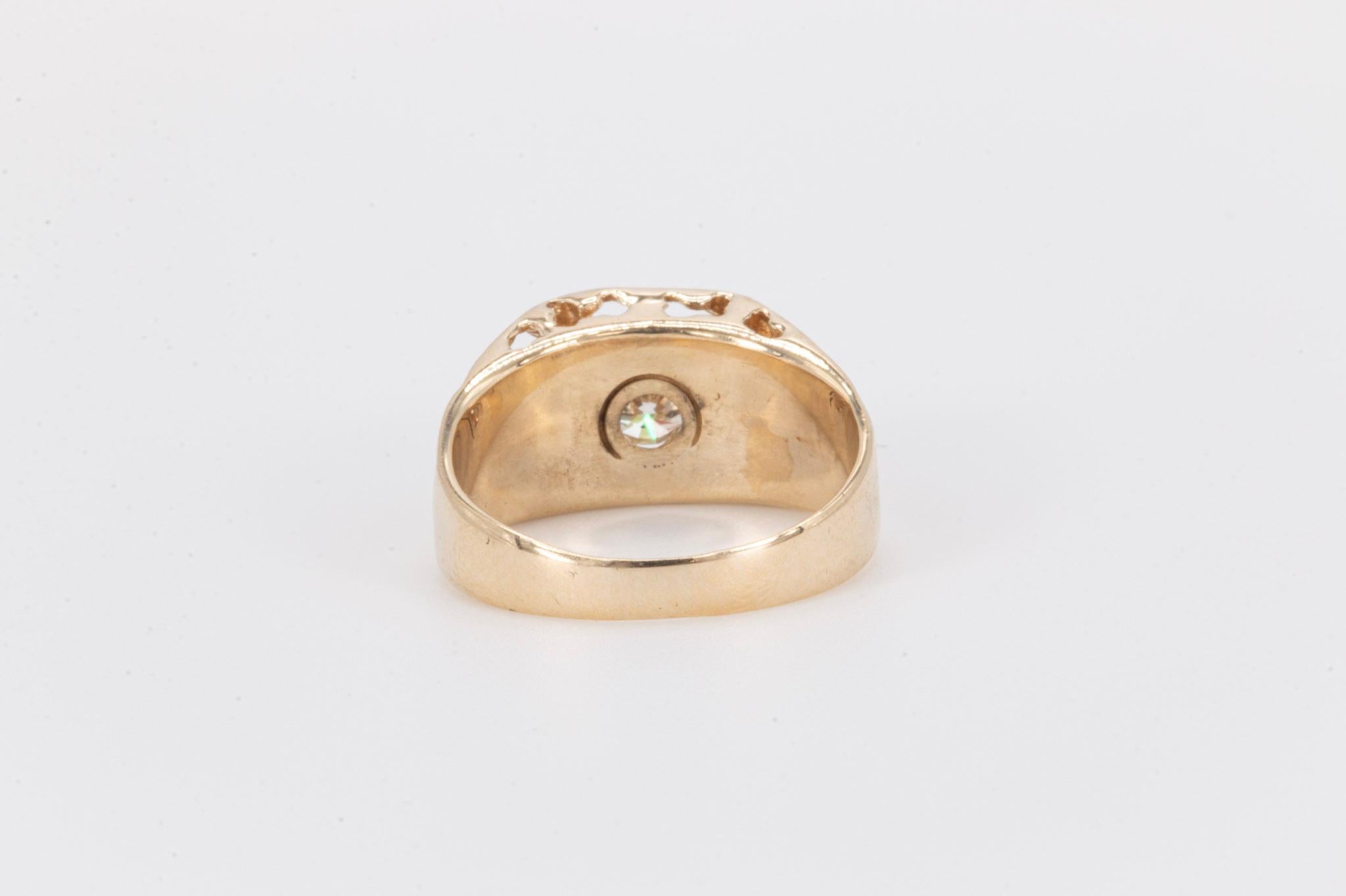 Vintage Diamond Nugget Ring in 14k Gelbgold (Rundschliff) im Angebot