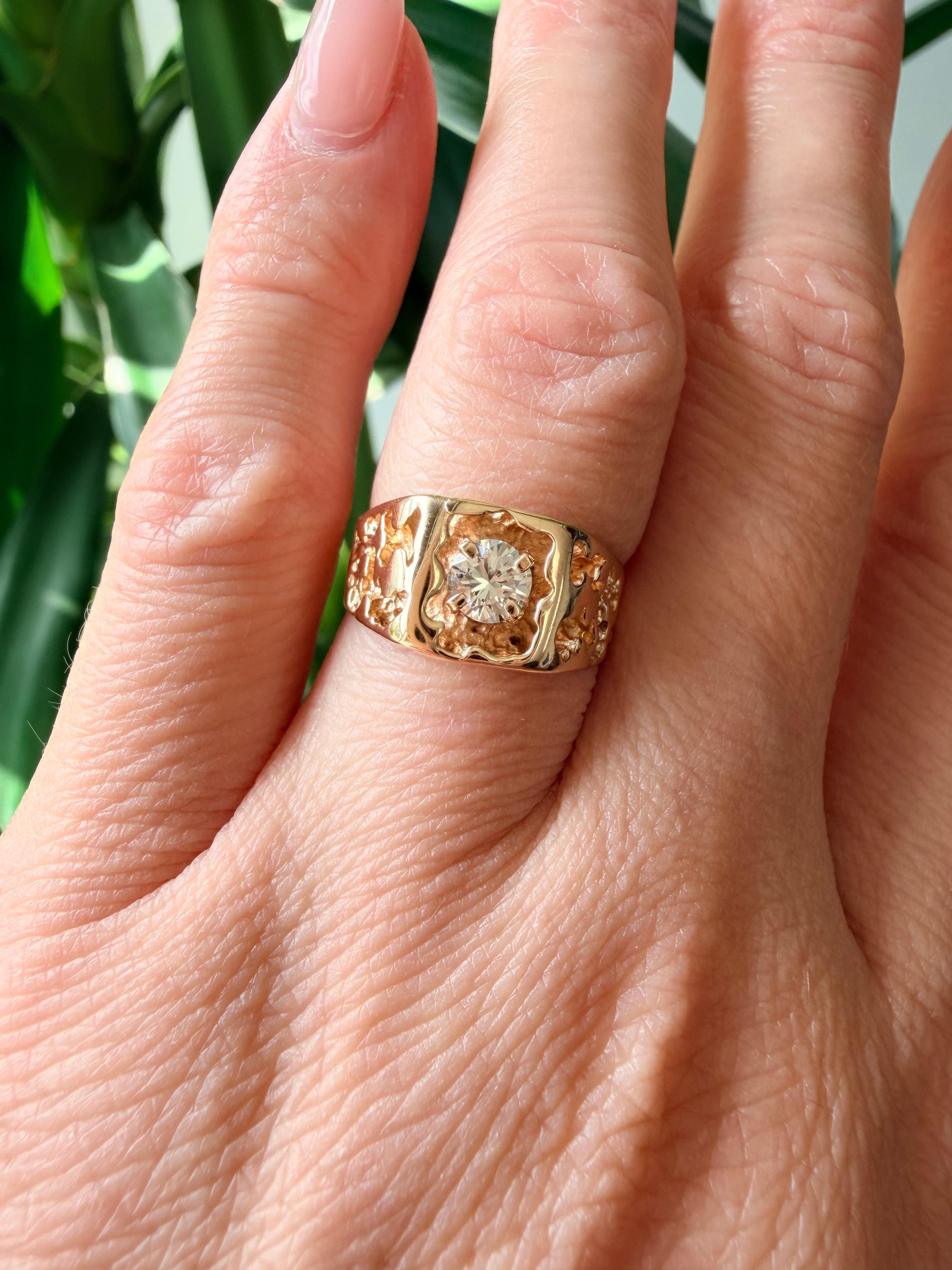 Vintage Diamond Nugget Ring in 14k Gelbgold im Zustand „Gut“ im Angebot in Houston, TX