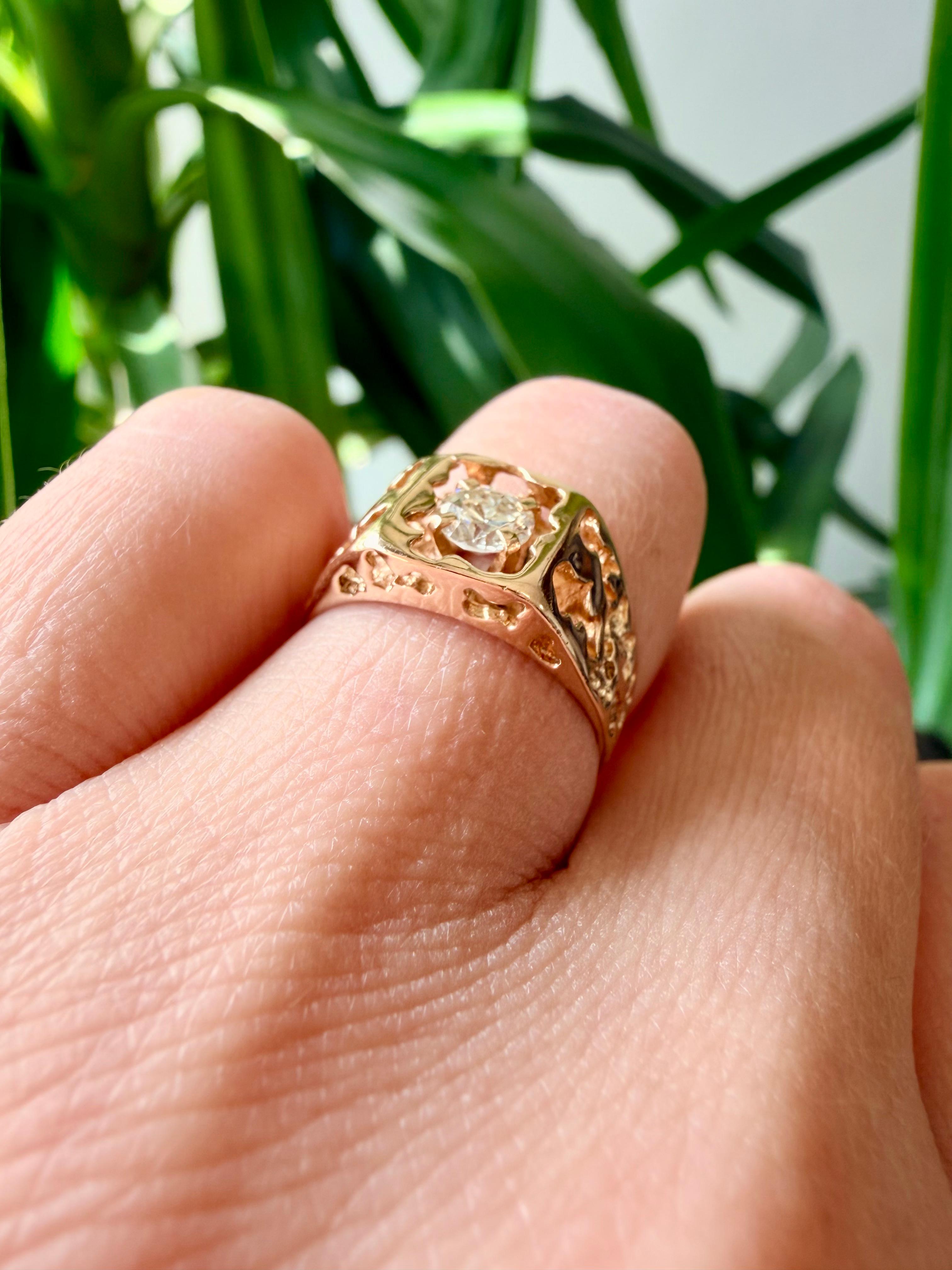 Vintage Diamond Nugget Ring in 14k Gelbgold im Angebot 1