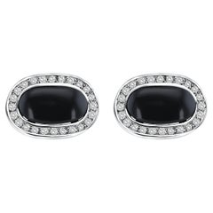 Gemelos vintage de diamante y ónice
