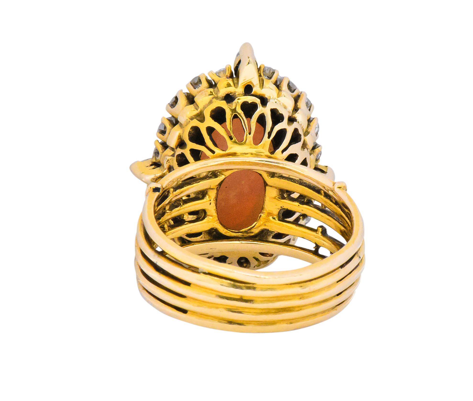Women's or Men's Vintage Diamond Opal 14 Karat Gold Cocktail Ring