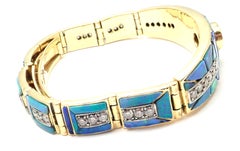 Vintage Diamond Opal Inlay Tanzanite Yellow Gold and Platinum Bracelet