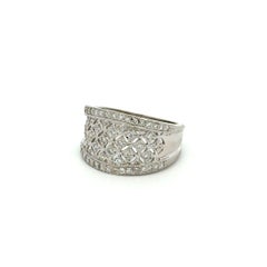 Vintage Diamond Open Lace 12.5mm Gold Statement Making Band Ring