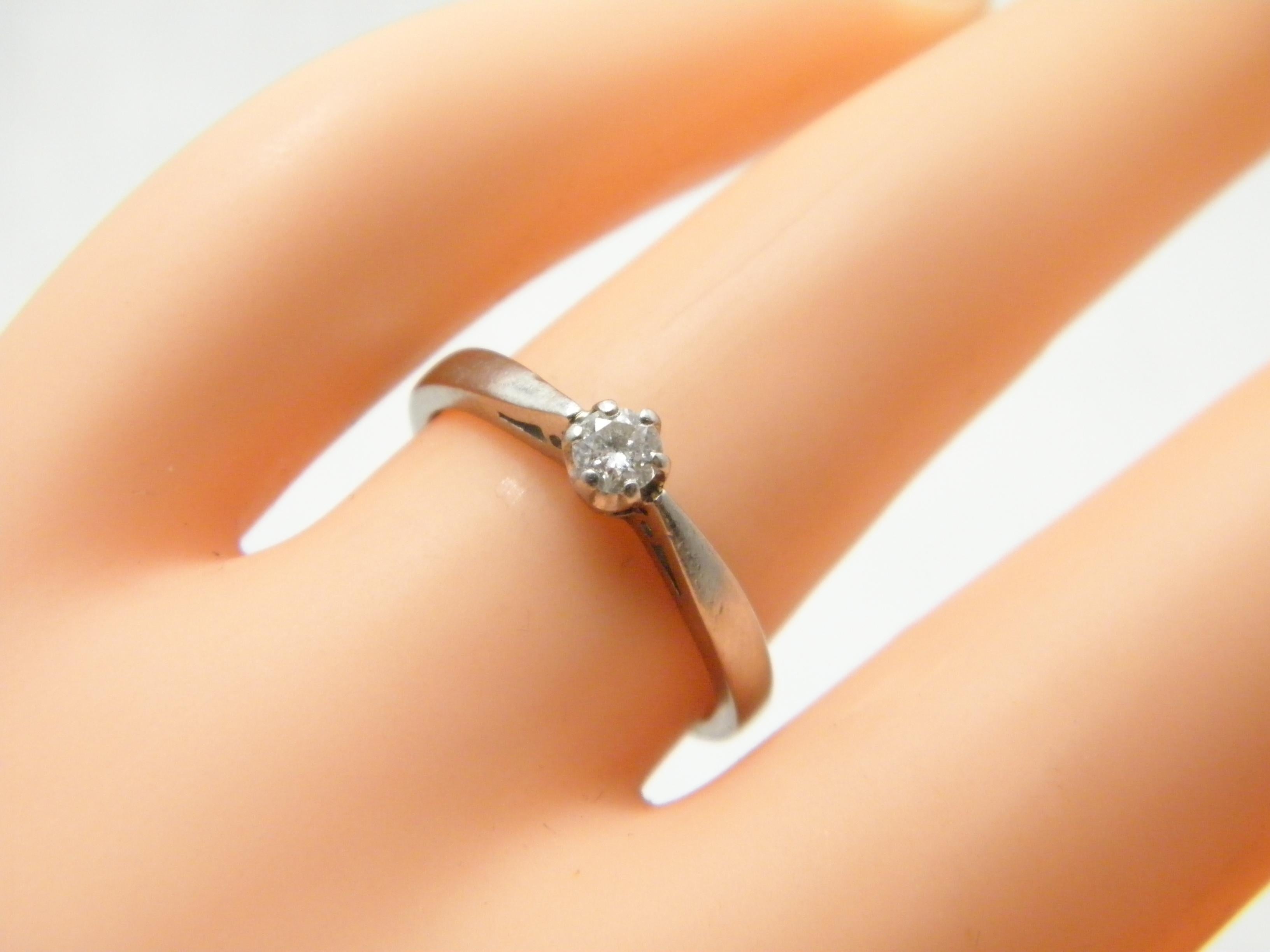 Women's Vintage Diamond Palladium Solitaire Engagement Ring L1/2 6 950 Purity Heavy For Sale