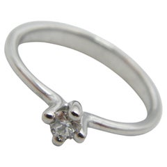Retro Diamond Palladium Solitaire Engagement Ring Size N 6.75 950 Purity