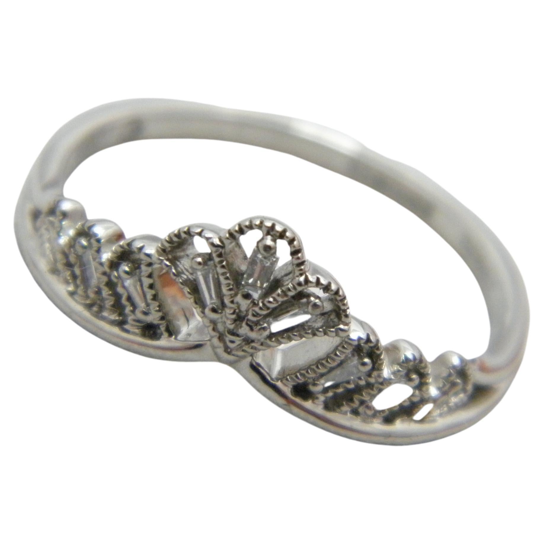 Vintage Diamond Palladium Tiara Engagement Ring Size O 7.25 950 Purity For  Sale at 1stDibs