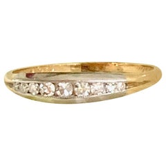 Vintage Diamond Palladium Top 14 Karat Yellow Gold Ring - Size 8