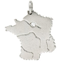 Vintage Diamond Paris Platinum France Charm Vintage Diamond Paris Platinum France Charm