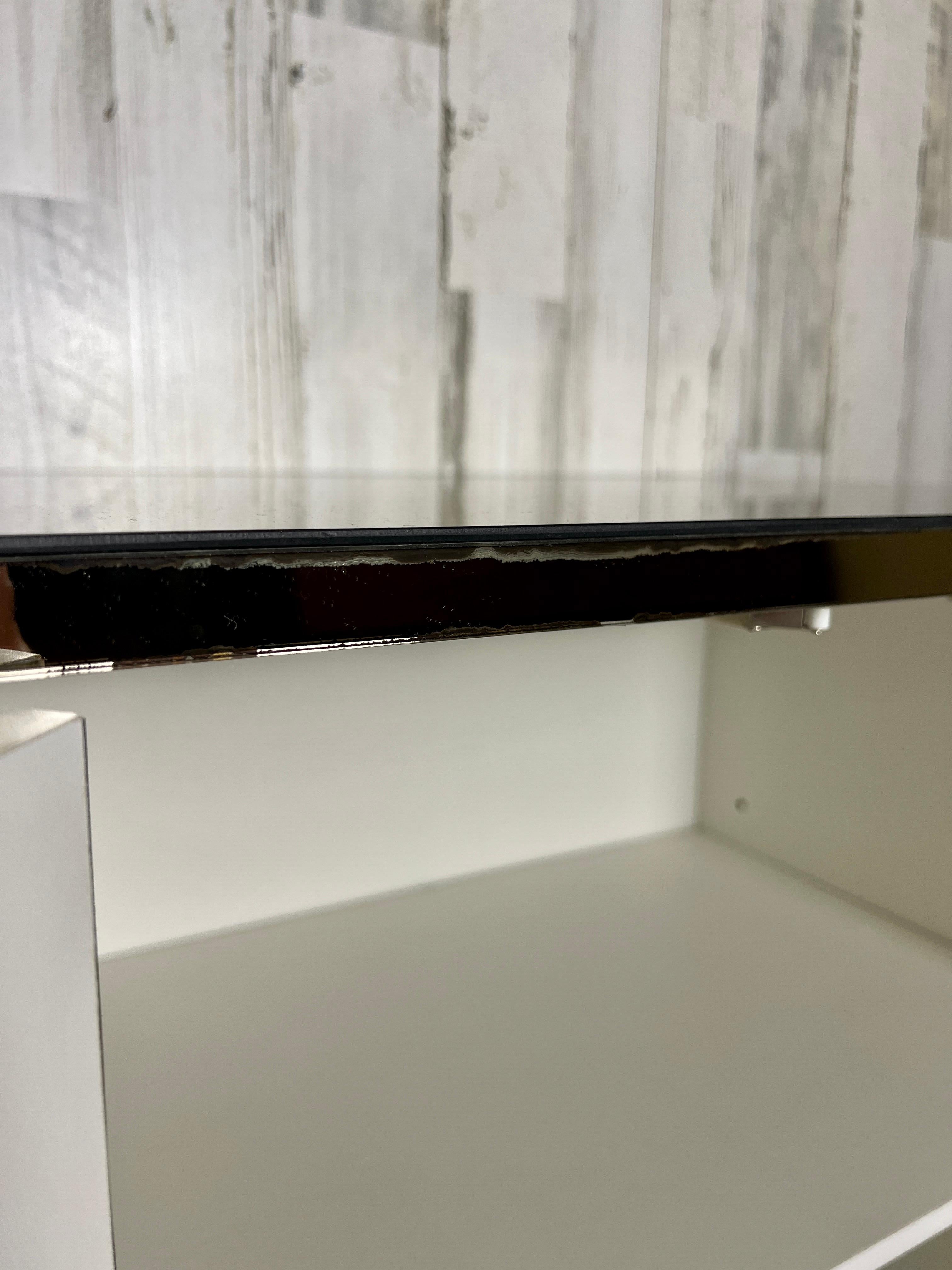 Vintage Diamond Pattern Bronze Mirrored Floating Night Stands For Sale