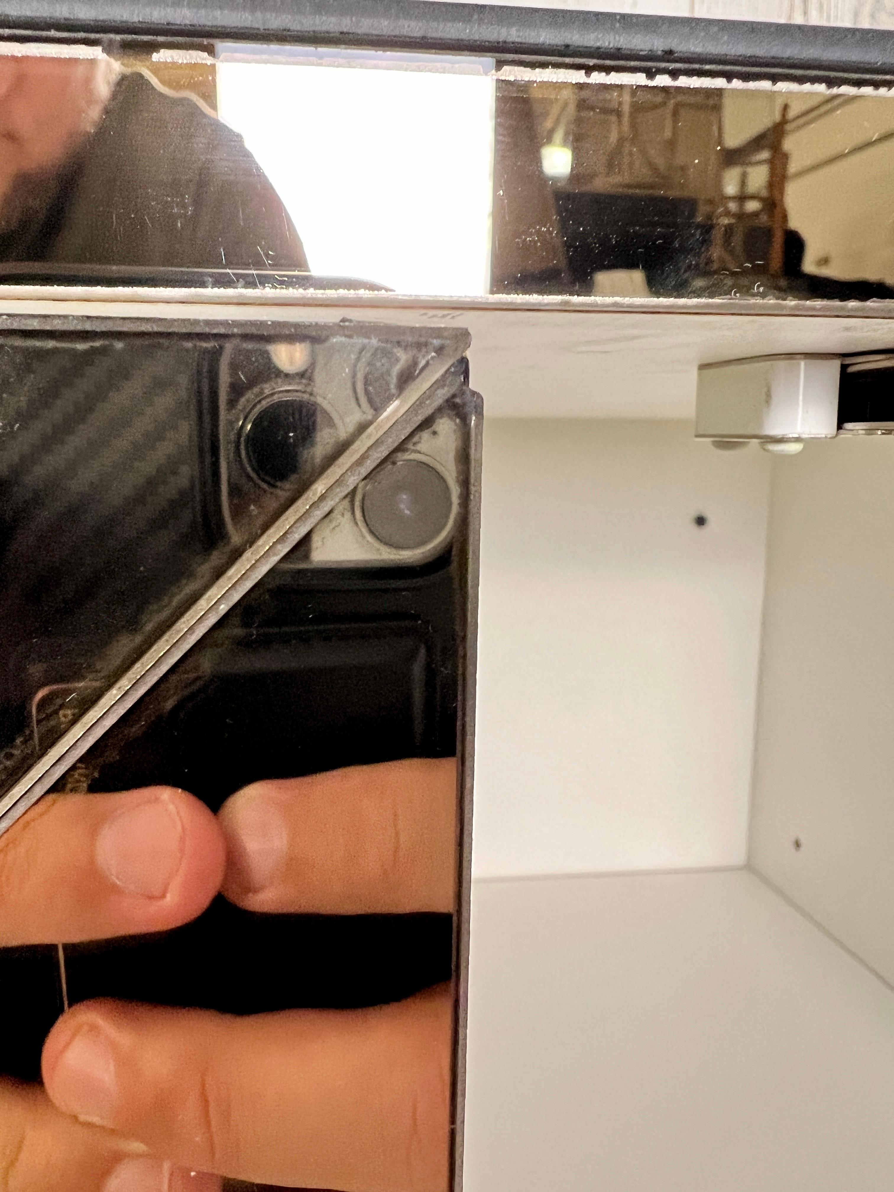 Vintage Diamond Pattern Bronze Mirrored Floating Night Stands For Sale